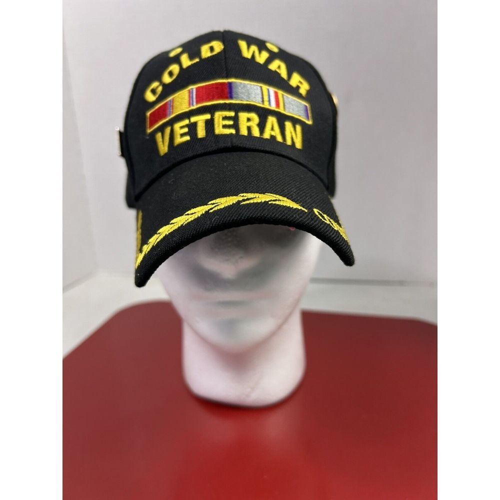 Cold War Veteran Ribbons Embroidered Black Hat 2 American Legion & Square‎ Pins